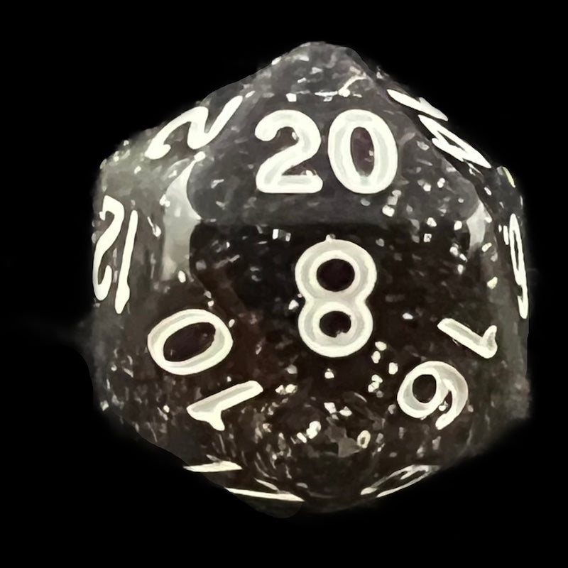 TDSO Glitter Black D20 Dice