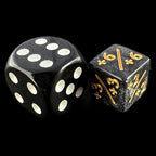 TDSO Glitter Black & Gold Positive Counter 12mm 6 x D6 Dice Set