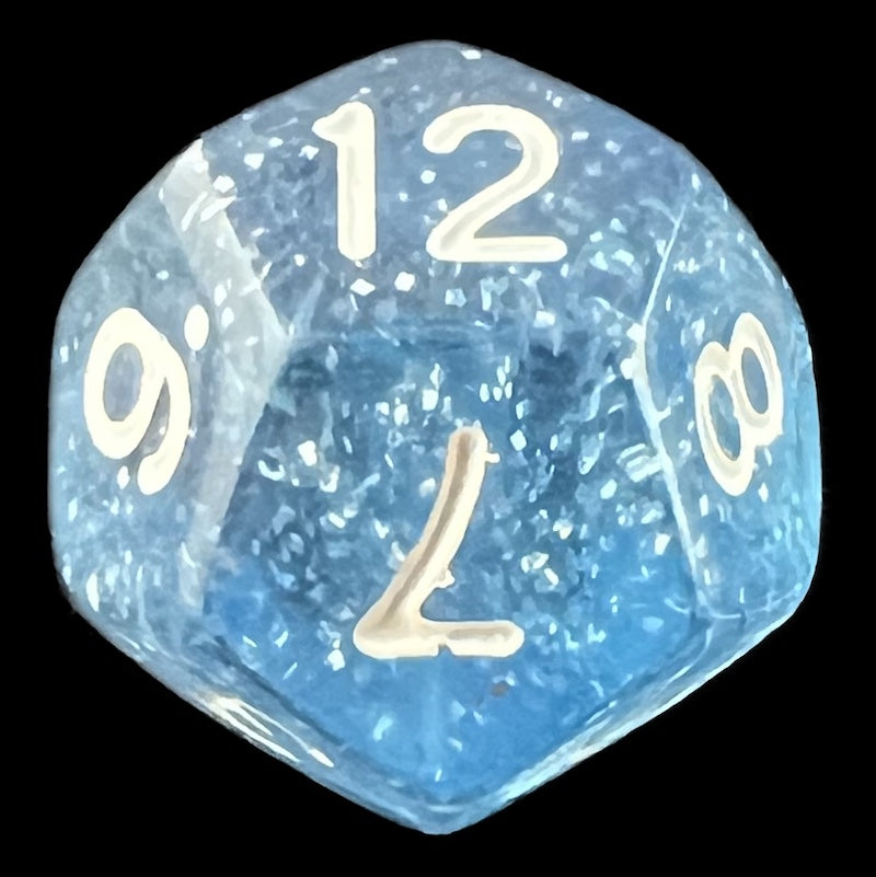 TDSO Glitter Blue D12 Dice