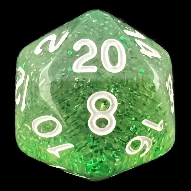 TDSO Glitter Green D20 Dice