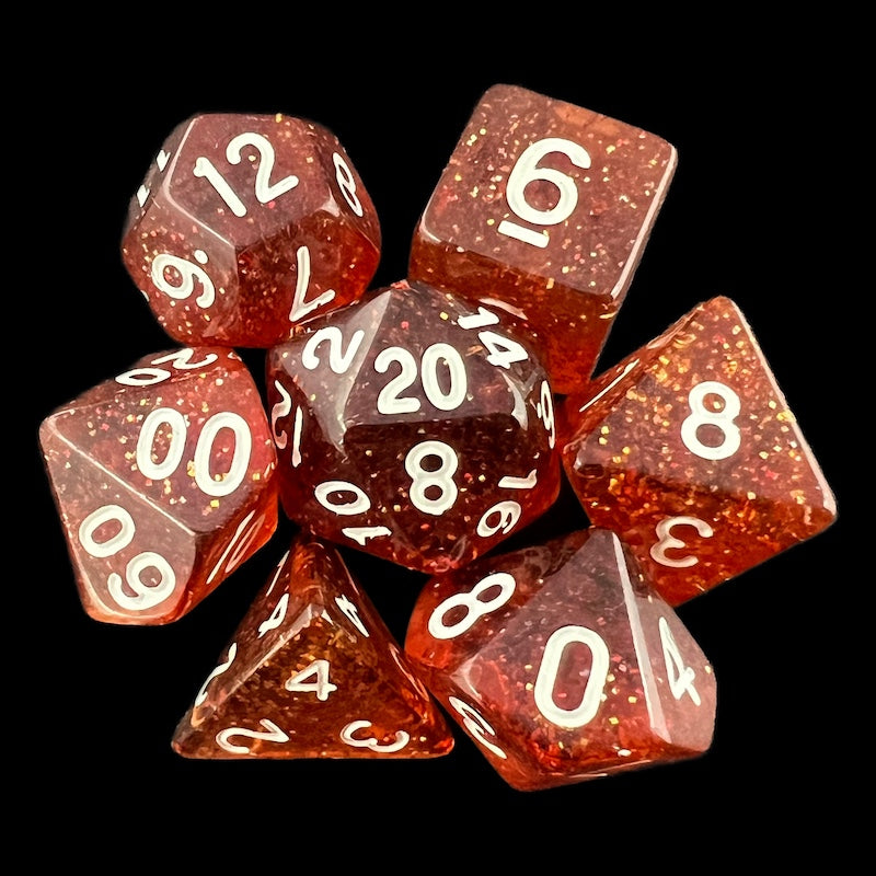TDSO Glitter Orange 7 Dice Polyset