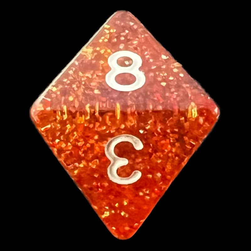 TDSO Glitter Orange D8 Dice
