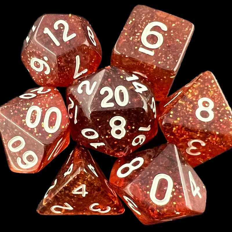 TDSO Glitter Orange 7 Dice Polyset