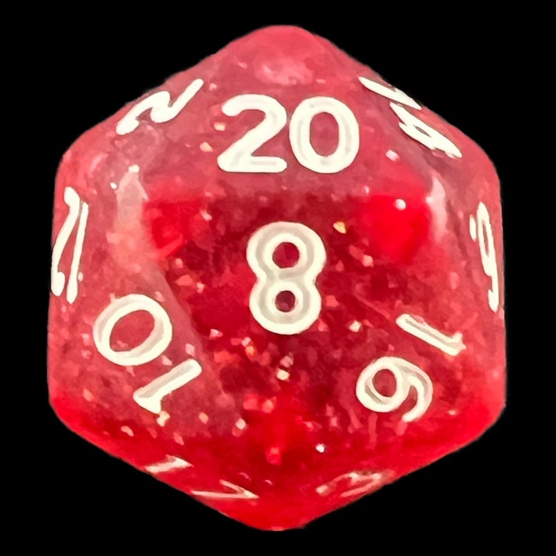 TDSO Glitter Red D20 Dice
