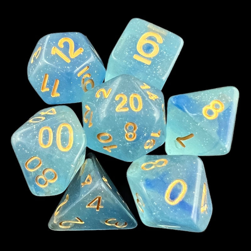 TDSO Glitter Transparent Blue 7 Dice Polyset