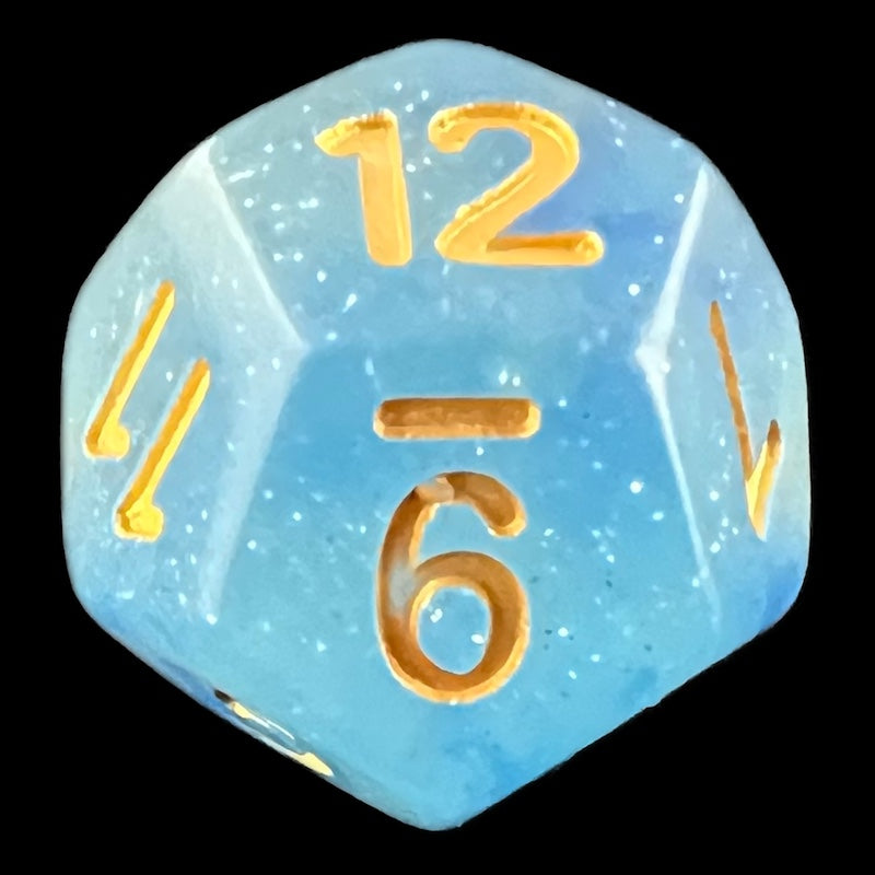 TDSO Glitter Transparent Blue D12 Dice