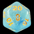 TDSO Glitter Transparent Blue D20 Dice