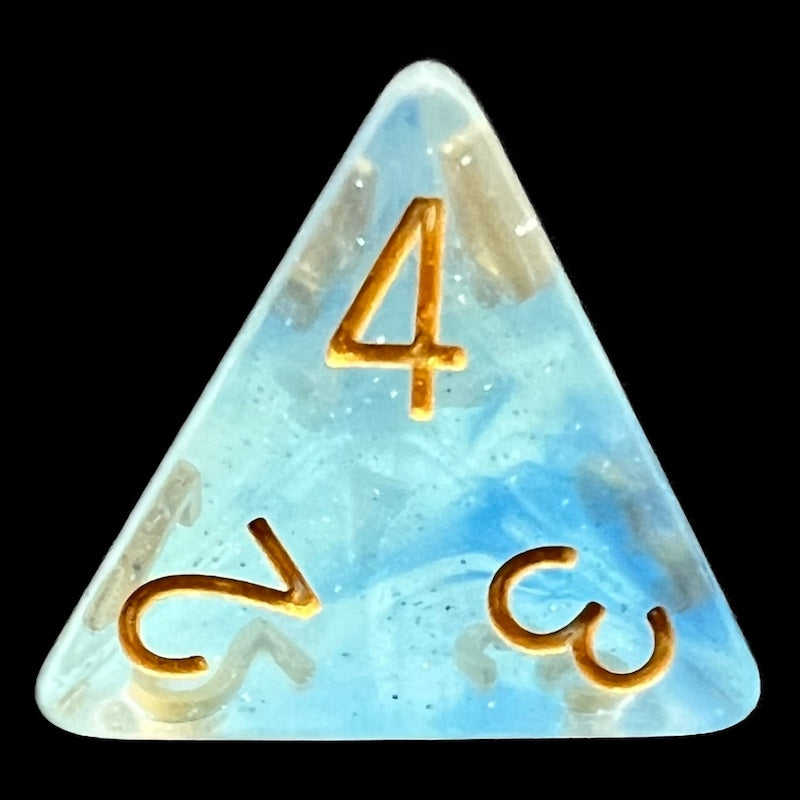 TDSO Glitter Transparent Blue D4 Dice