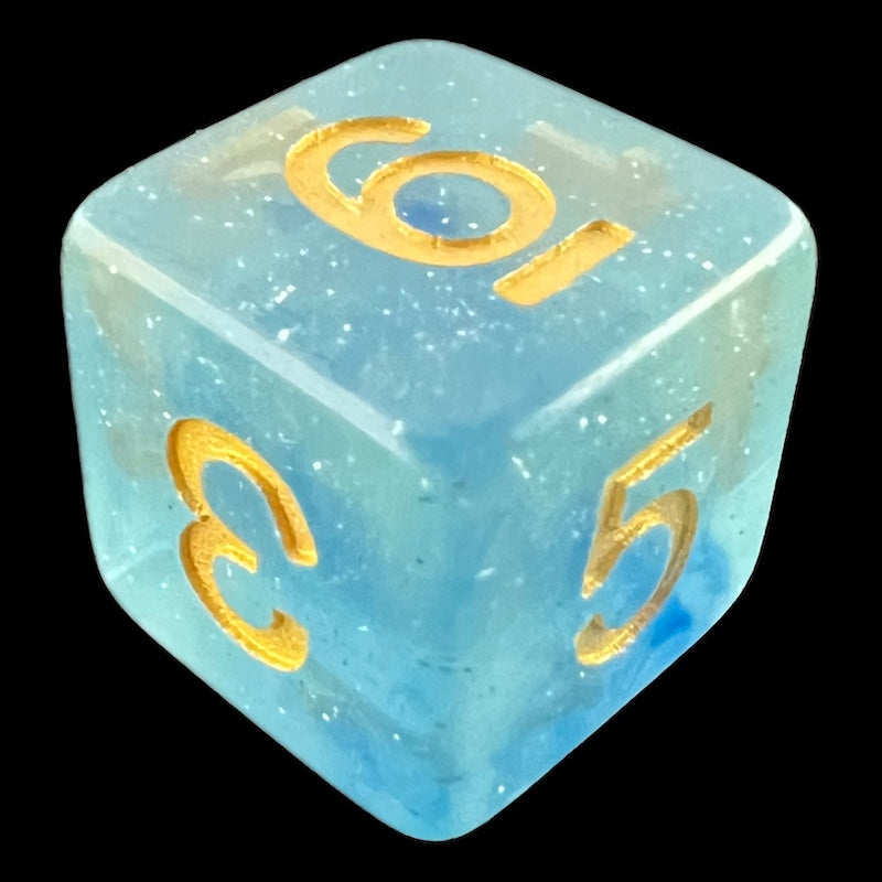 TDSO Glitter Transparent Blue D6 Dice