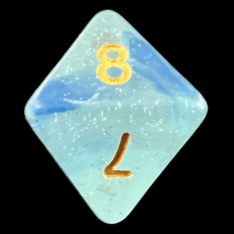 TDSO Glitter Transparent Blue D8 Dice