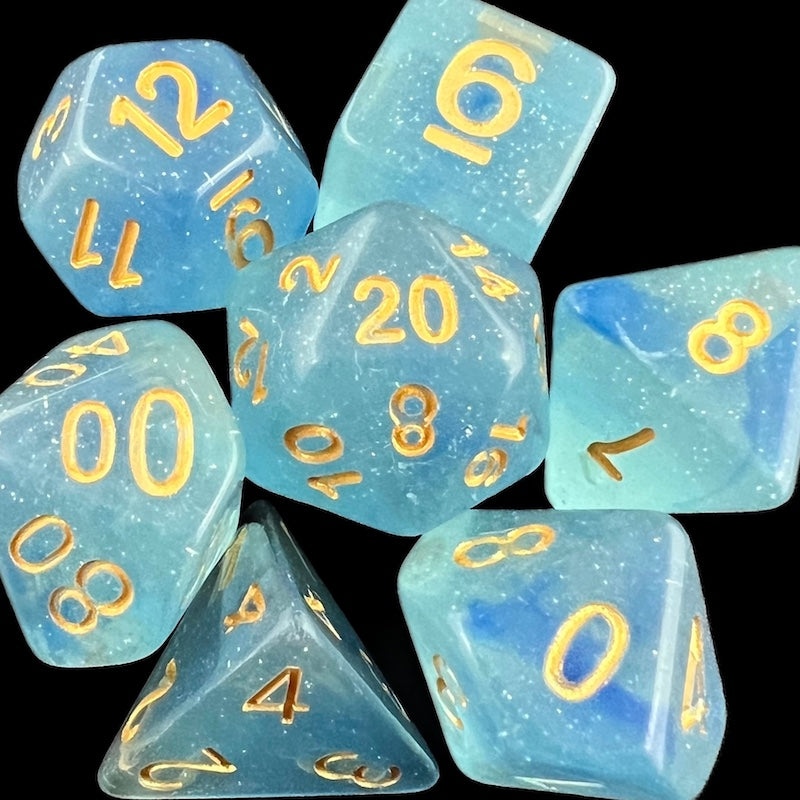 TDSO Glitter Transparent Blue 7 Dice Polyset