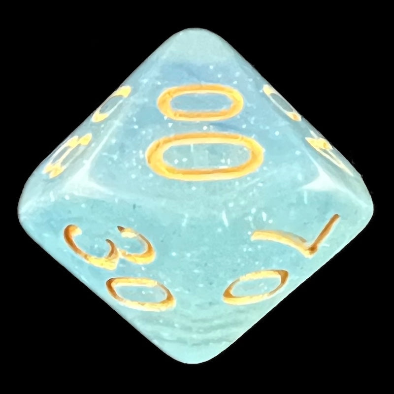 TDSO Glitter Transparent Blue Percentile Dice