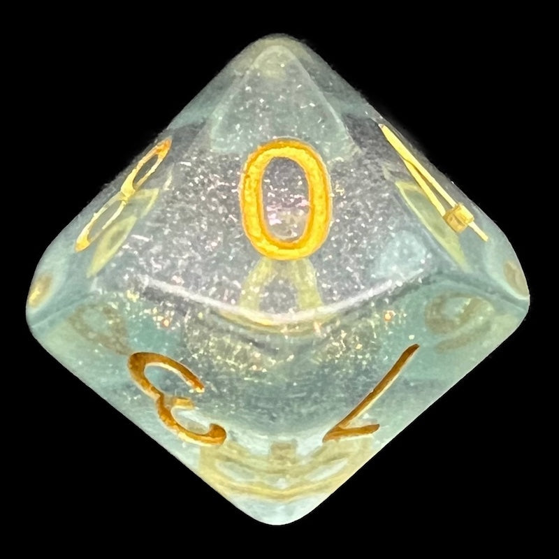 TDSO Iridescent Glitter Blue D10 Dice