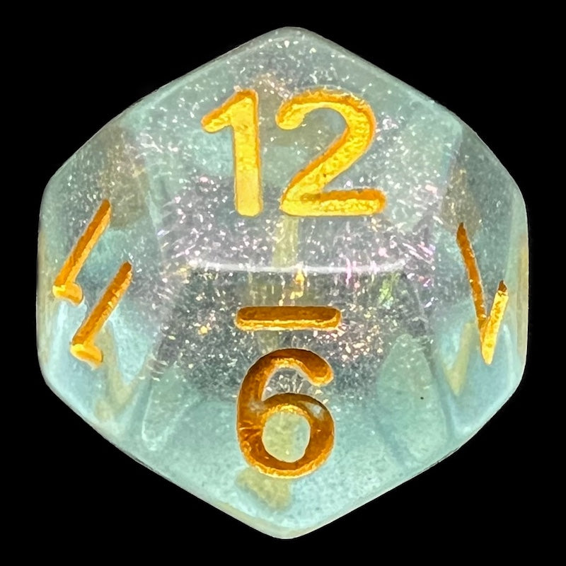 TDSO Iridescent Glitter Blue D12 Dice