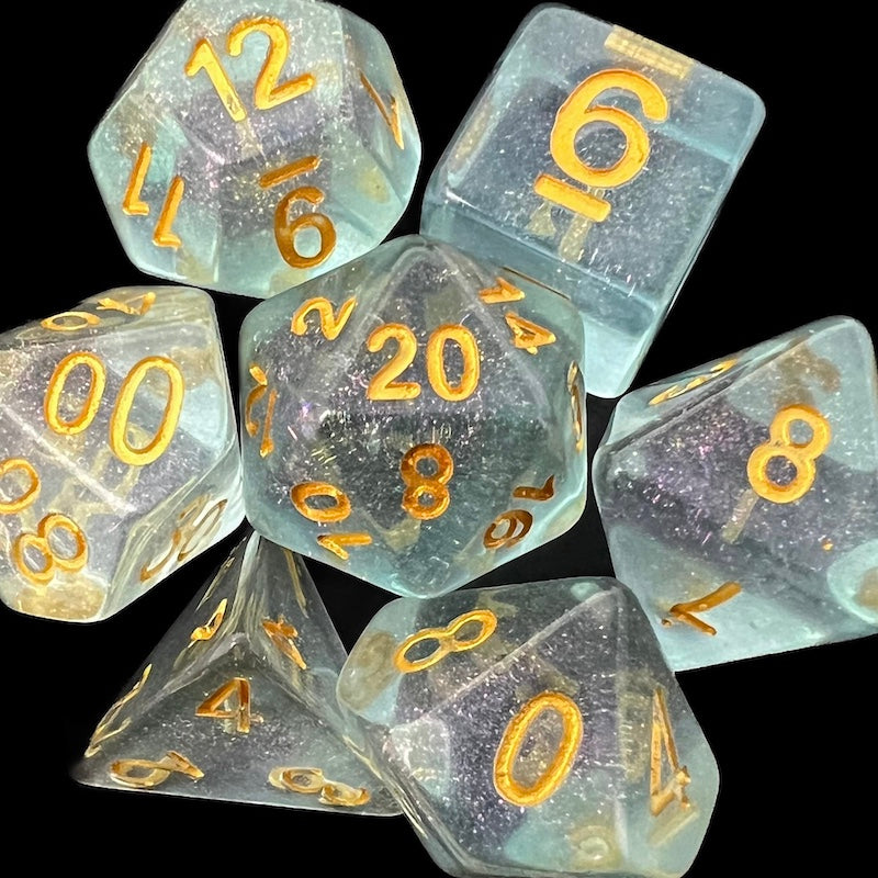 TDSO Iridescent Glitter Blue 7 Dice Polyset