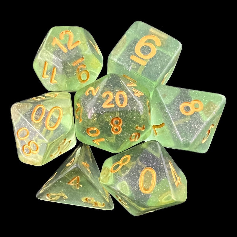 TDSO Iridescent Glitter Green 7 Dice Polyset
