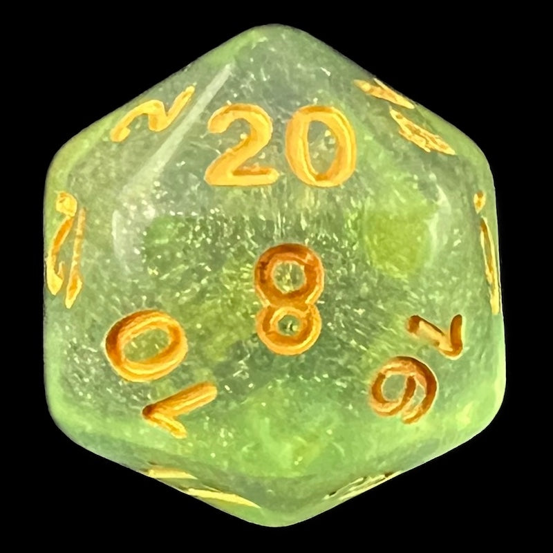 TDSO Iridescent Glitter Green D20 Dice
