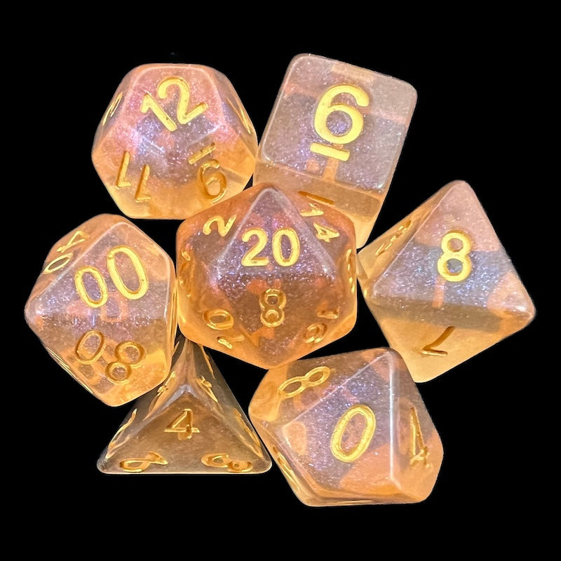 TDSO Iridescent Glitter Orange 7 Dice Polyset