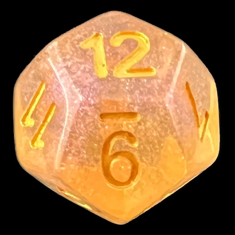 TDSO Iridescent Glitter Orange D12 Dice
