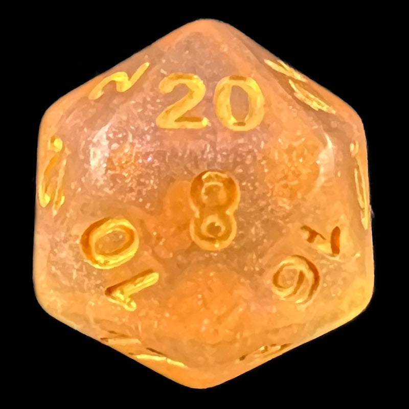 TDSO Iridescent Glitter Orange D20 Dice