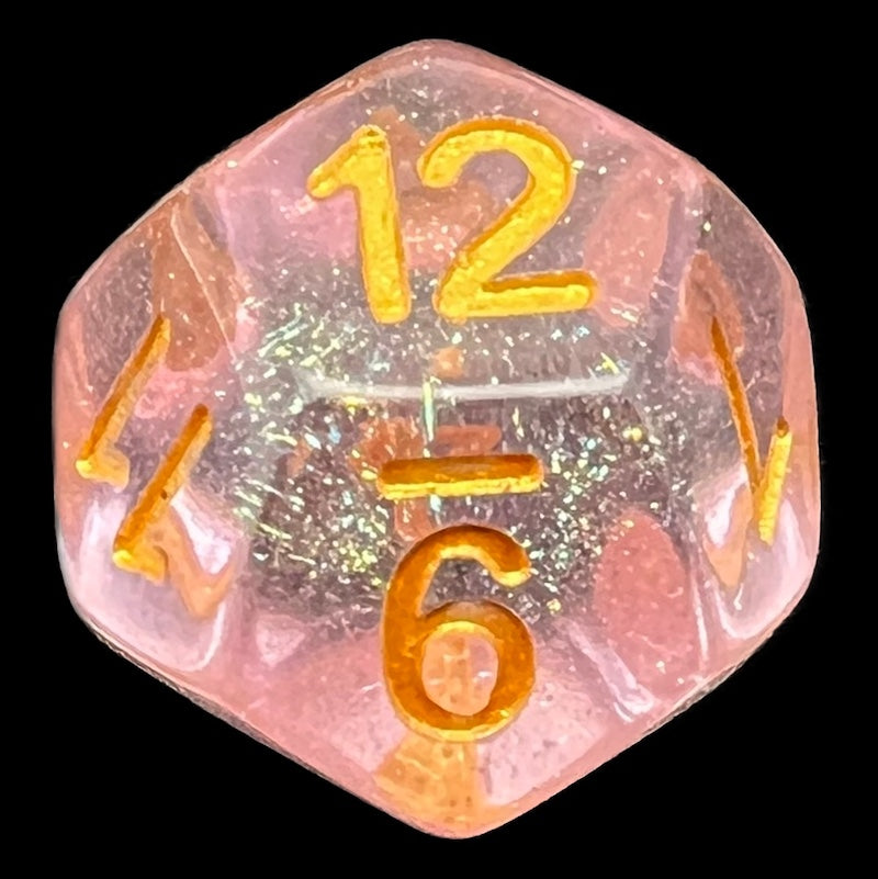 CLEARANCE TDSO Iridescent Glitter Pink D12 Dice
