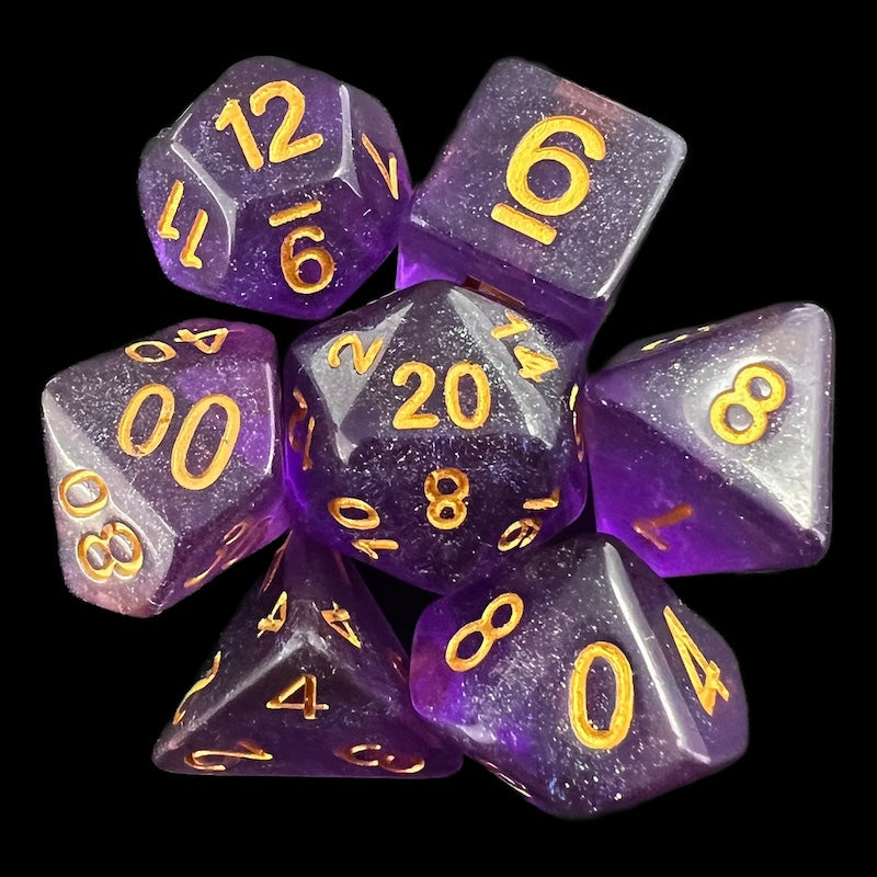 TDSO Iridescent Glitter Purple 7 Dice Polyset