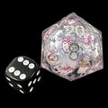TDSO Liquid Core Clear Kitty LARGE 32mm D20 Dice