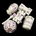 CLEARANCE TDSO Metal Bomb Silver & Purple 7 Dice Polyset - MISSING D8