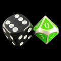 TDSO Metal Fire Forge Silver & Fluorescent Green MINI 12mm D10 Dice
