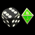 TDSO Metal Fire Forge Silver & Fluorescent Green MINI 12mm D8 Dice