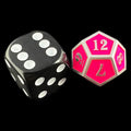 TDSO Metal Fire Forge Silver & Fluorescent Pink MINI 12mm D12 Dice