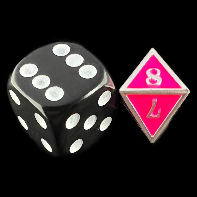 TDSO Metal Fire Forge Silver & Fluorescent Pink MINI 12mm D8 Dice