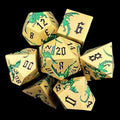 TDSO Metal Flying Dragon Gold & Green 7 Dice Polyset
