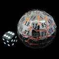 TDSO Metal Mica Fracture Black Nickel & Amber HUGE 50mm D100 Dice In Protective Tin