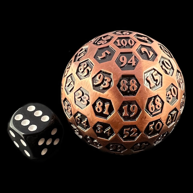 TDSO Metal Titan Antique Copper HUGE 45mm D100 Dice