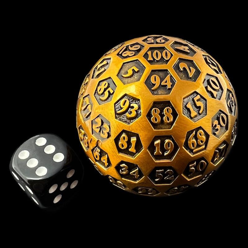 TDSO Metal Titan Antique Golden HUGE 45mm D100 Dice
