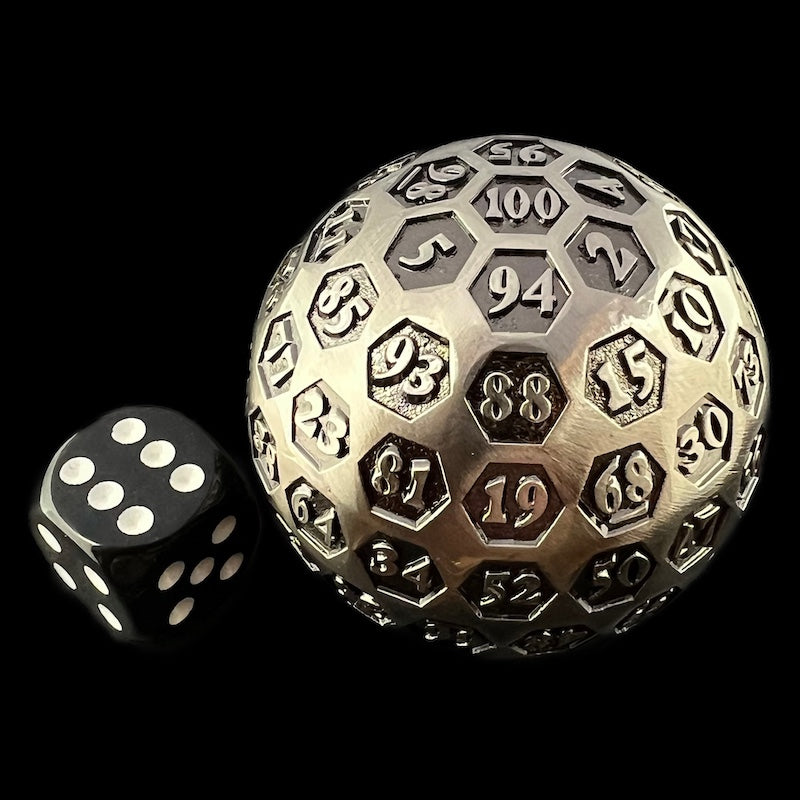 TDSO Metal Titan Antique Silver HUGE 45mm D100 Dice