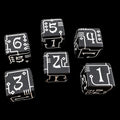 TDSO Opaque Black & White Circuit Board 6 x D6 Dice Set