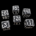 TDSO Opaque Black & White Circuit Board 6 x D6 Dice Set