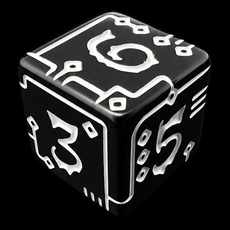 TDSO Opaque Black & White Circuit Board 6 x D6 Dice Set