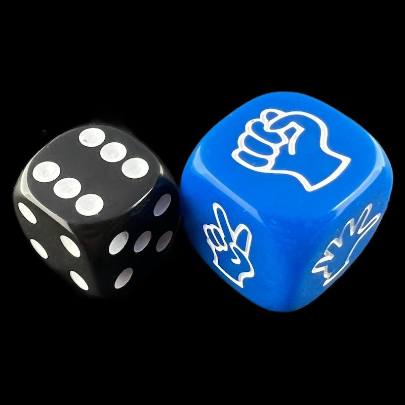 TDSO Opaque Blue Rock Paper Scissors 20mm D6 Dice