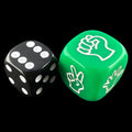 TDSO Opaque Green Rock Paper Scissors 20mm D6 Dice