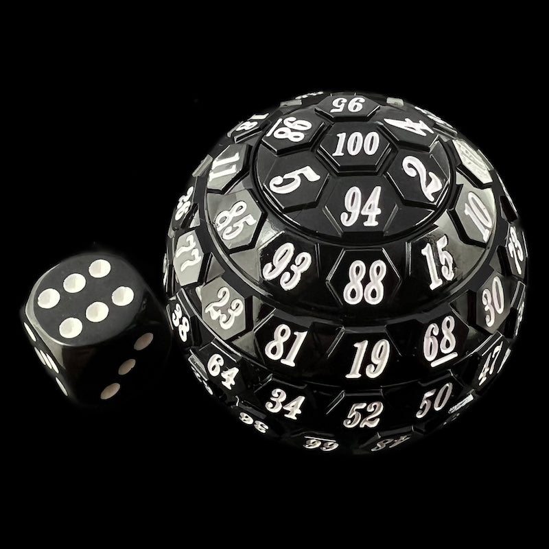 TDSO Opaque Meteor Black & White HUGE 45mm D100 Dice