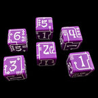 TDSO Opaque Purple & White Circuit Board 6 x D6 Dice Set