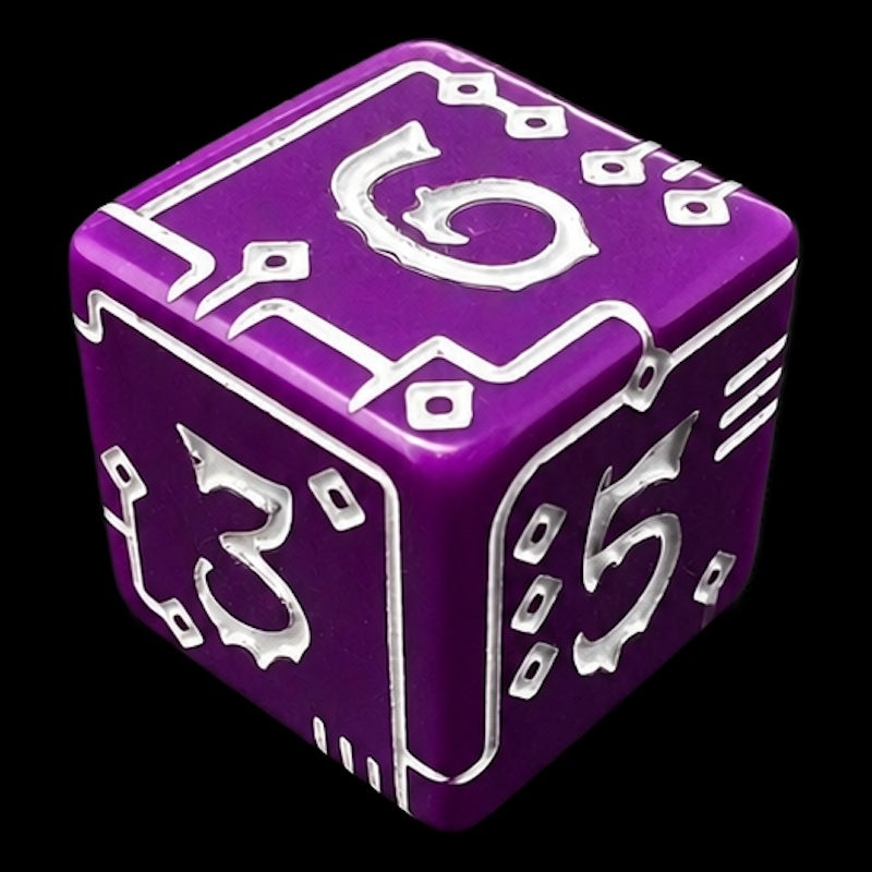 TDSO Opaque Purple & White Circuit Board 6 x D6 Dice Set