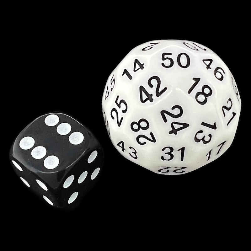 TDSO Opaque White & Black 30mm D50 Dice