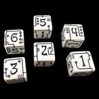TDSO Opaque White & Black Circuit Board 6 x D6 Dice Set