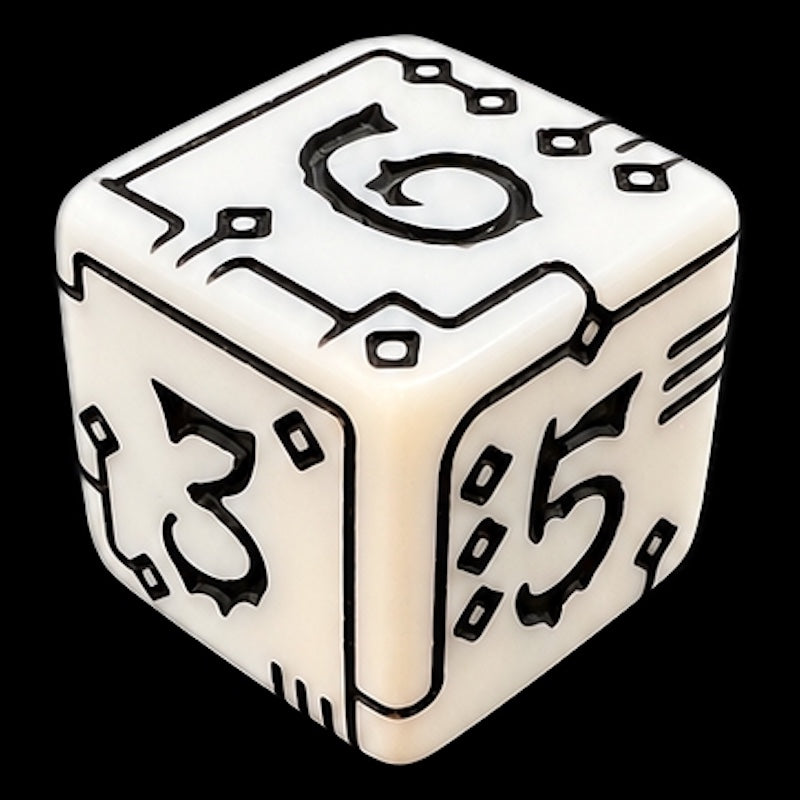 TDSO Opaque White & Black Circuit Board 6 x D6 Dice Set