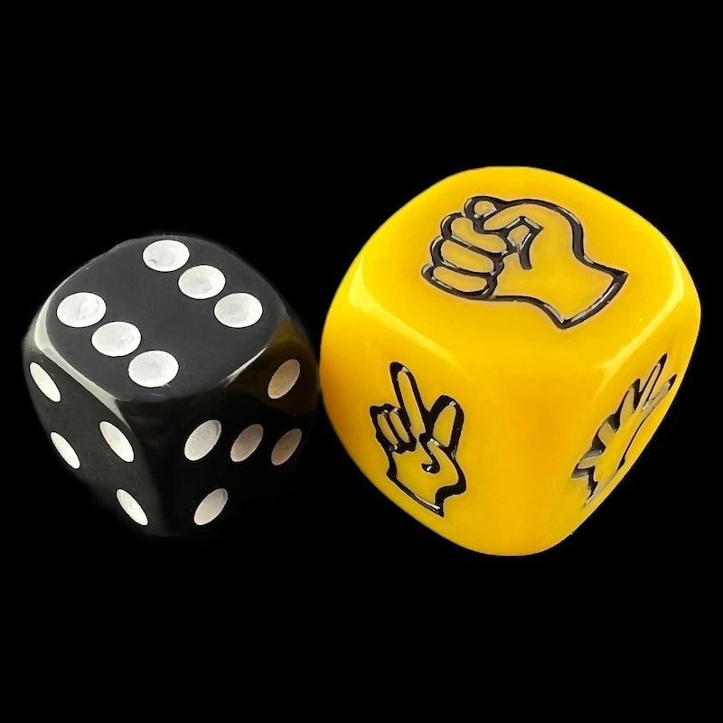TDSO Opaque Yellow Rock Paper Scissors 20mm D6 Dice