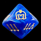 TDSO Pearl Blue & Gold Roman Numeral D10 Dice